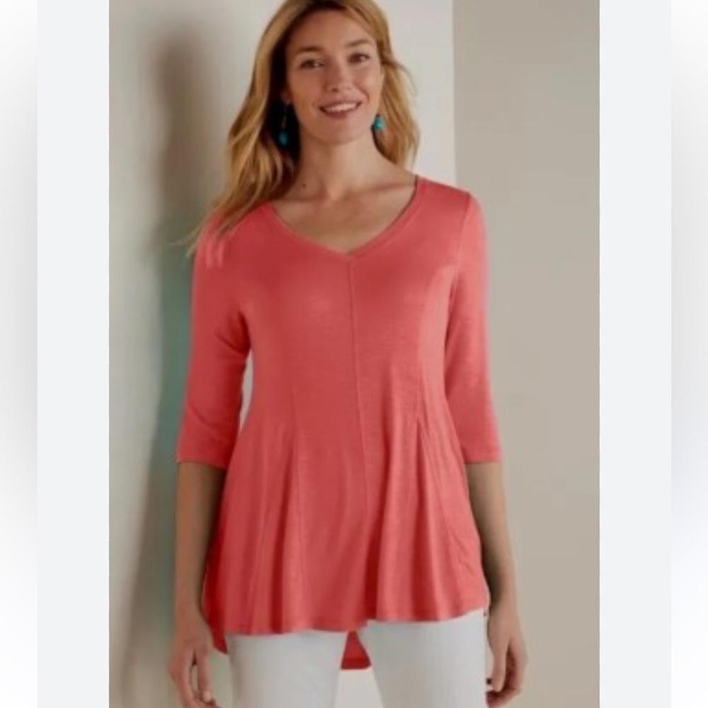 Soft Surroundings Amelia Petite Large A-Line Tunic Poppy‎ Red Flowy Feminine